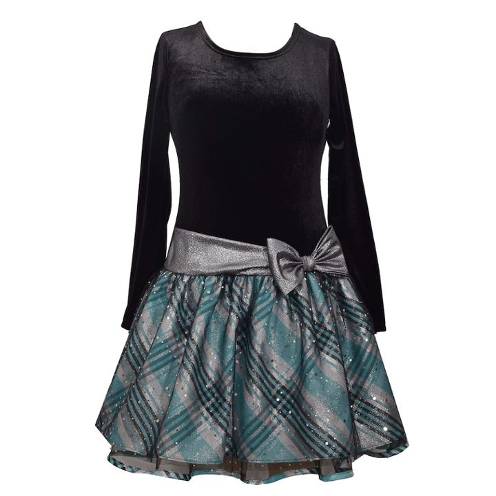 Girls 4-6x Jessica Ann Long Sleeve Velvet Dress, Size: 6x, Turquoise/blue (turq/aqua)