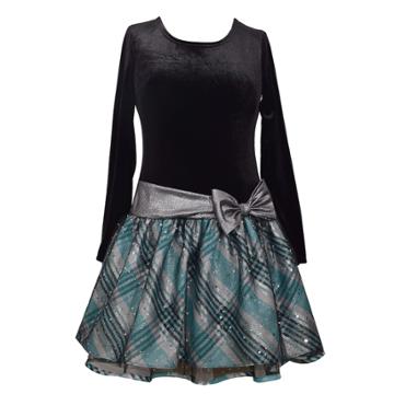 Girls 4-6x Jessica Ann Long Sleeve Velvet Dress, Size: 6x, Turquoise/blue (turq/aqua)