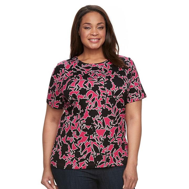 Plus Size Croft & Barrow&reg; Essential Crewneck Tee, Women's, Size: 1xl, Med Pink