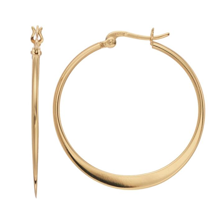 Primavera 24k Gold Over Silver Flat Hoop Earrings, Women's