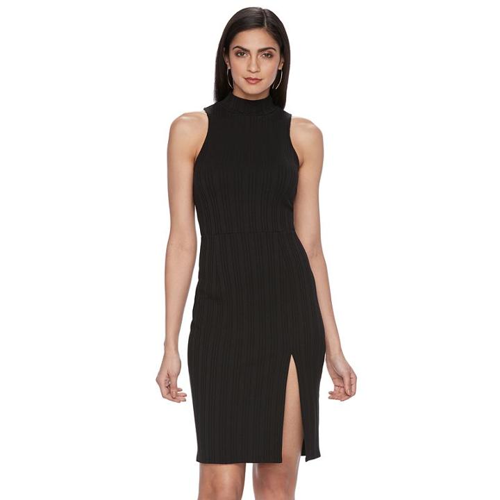 Women's Jennifer Lopez Luxe Essentials Mockneck Midi Dress, Size: Small, Black