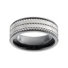 Men's Textured Black Ceramic Ring, Size: 8
