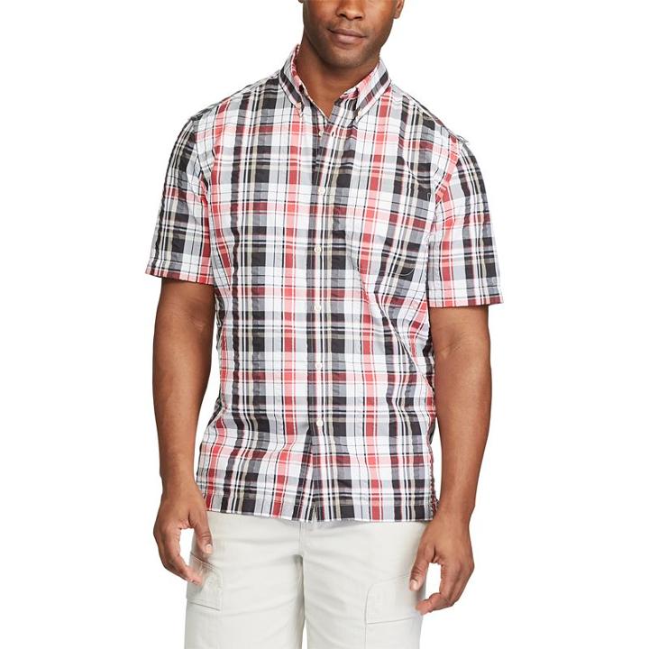 Men's Chaps Classic-fit Plaid Performance Button-down Camp Shirt, Size: Xxl, Red