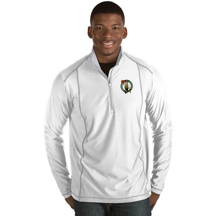 Men's Antigua Boston Celtics Tempo Quarter-zip Pullover, Size: Xxl, White