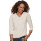 Women's Croft & Barrow&reg; V-neck Lightweight Sweater, Size: Small, Lt Beige