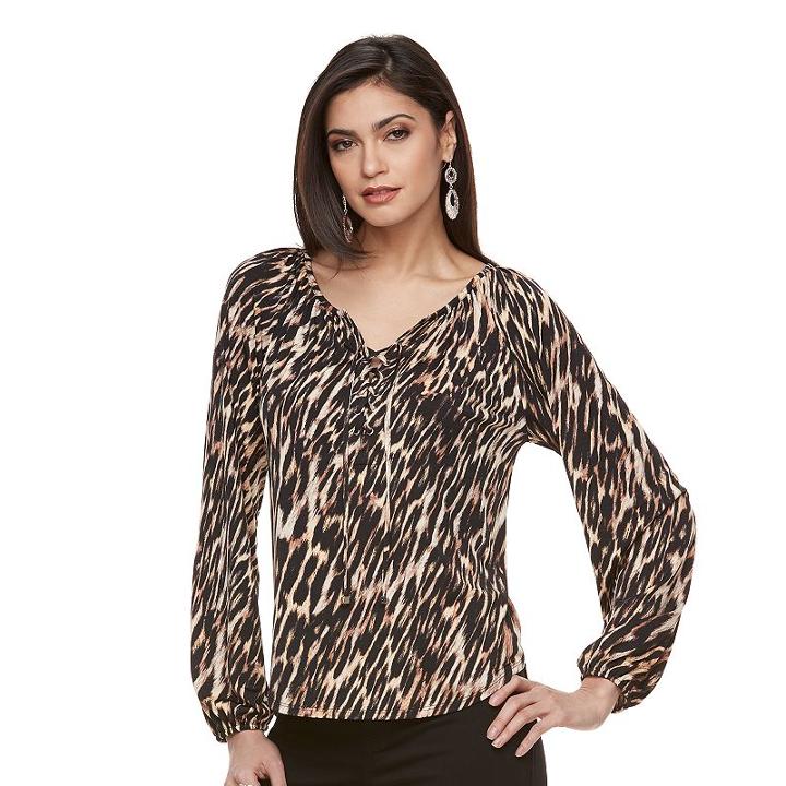 Women's Jennifer Lopez Lace-up Top, Size: Xl, Brown
