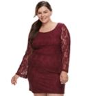 Juniors' Plus Size Liberty Love Lace Bodycon Dress, Teens, Size: 2xl, Red Overfl