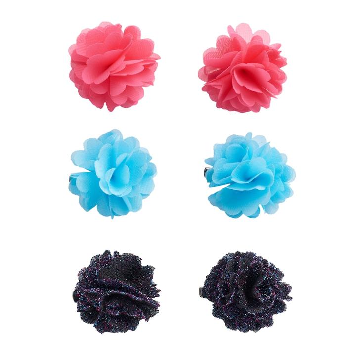Girls 4-16 Capelli 6-pk. Holiday Flower Clips, Dark Blue