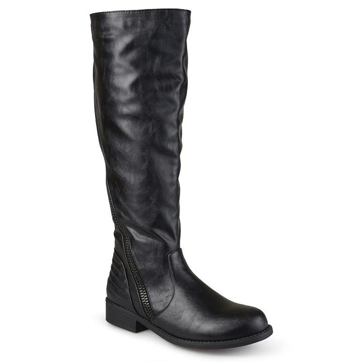 Journee Collection Slant Women's Zipper Riding Boots, Girl's, Size: 6.5, Black