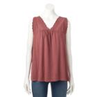 Women's Sonoma Goods For Life&trade; Lace Trim Tank, Size: Medium, Dark Red