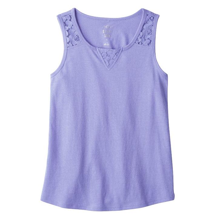 Girls 7-16 & Plus Size So&reg; Lace Shoulder Tank Top, Girl's, Size: 12, Brt Purple