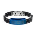 Men's Black Leather Spanish The Lord's Prayer Bracelet, Size: 8.5, Multicolor