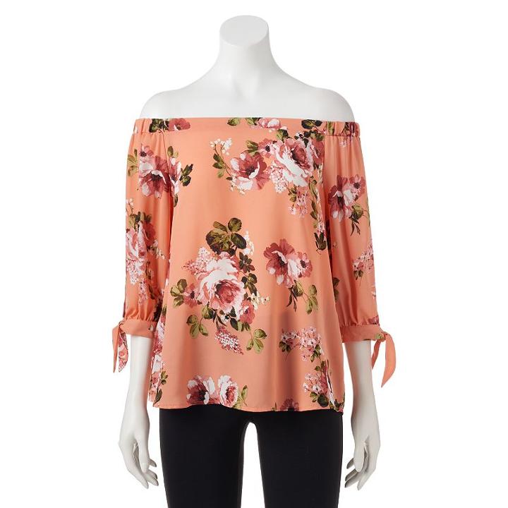 Juniors' My Michelle Off The Shoulder Woven Top, Girl's, Size: Small, Orange Oth