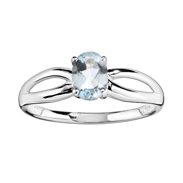 10k White Gold Aquamarine Ring, Women's, Size: 8, Blue
