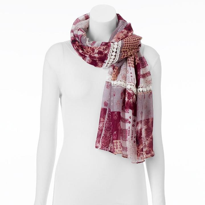Sonoma Goods For Life&trade; Crochet Patchwork Oblong Wrap Scarf, Women's, Lt Orange