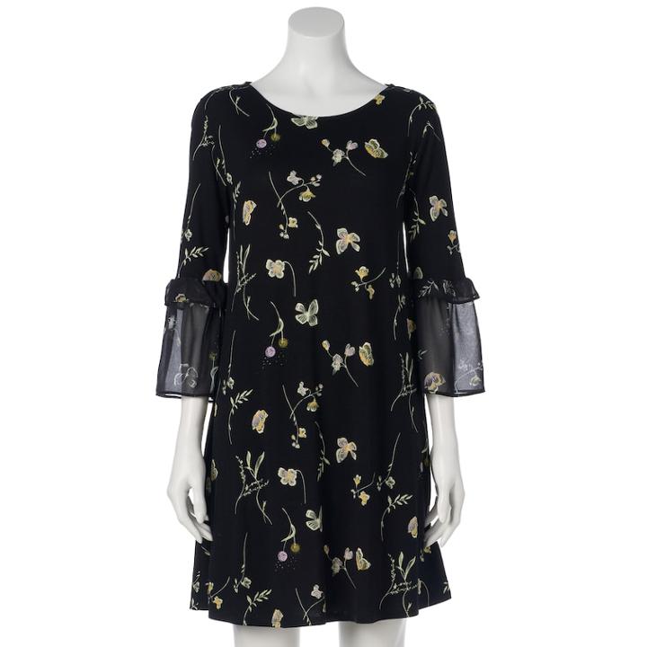 Women's Lc Lauren Conrad Bell Sleeve Swing Dress, Size: Medium, Black