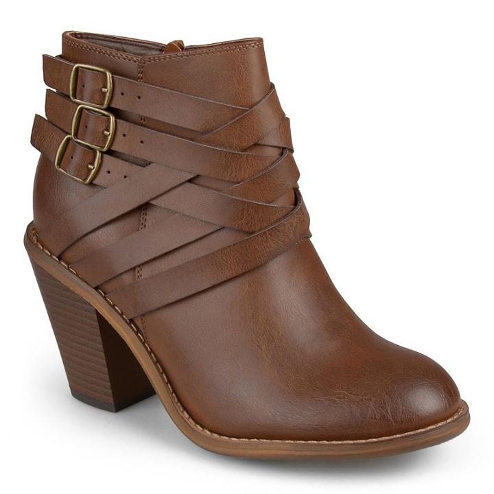 Journee Collection Strap Women's Ankle Boots, Girl's, Size: 7, Brown