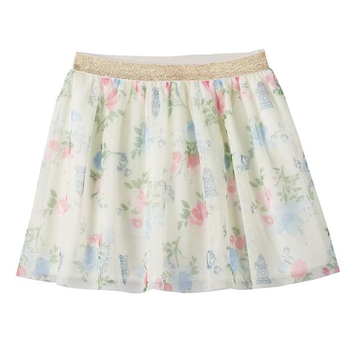 Disney's Beauty And The Beast Girls 4-7 Mrs. Potts, Cogsworth & Lumiere Floral Skort By Jumping Beans&reg;, Girl's, Size: 4, White