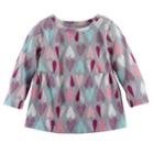 Baby Girl Jumping Beans&reg; Print Shirred Top, Size: 9 Months, Med Grey
