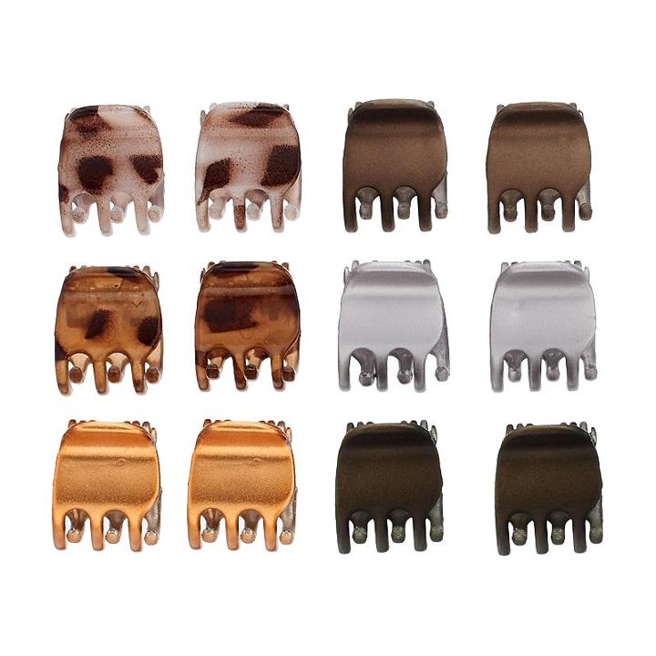 Animal Print Claw Hair Clip Set, Women's, Brown