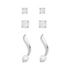 Sterling Silver Wavy Earring Set, Women's, White