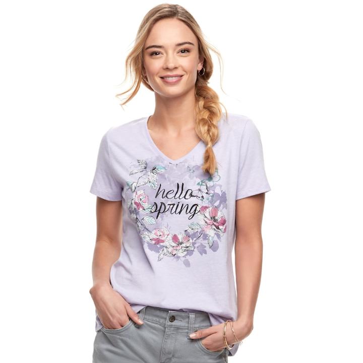 Women's Sonoma Goods For Life&trade; Graphic V-neck Tee, Size: Xxl, Med Purple