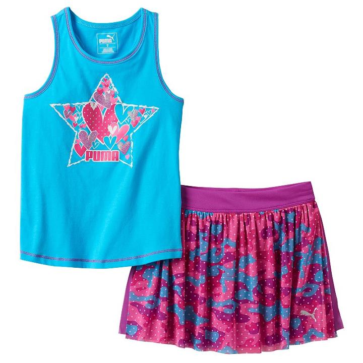 Toddler Girl Puma Raceback Tank & Mesh Skort Set, Size: 4t, Blue Other