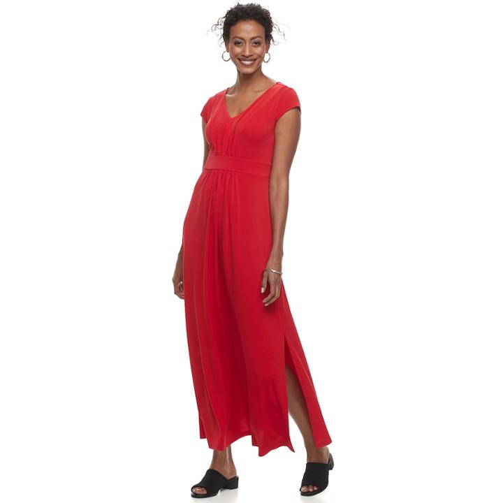 Women's Dana Buchman Shirred Maxi Dress, Size: Medium, Med Red