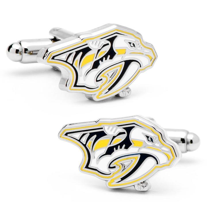 Nashville Predators Rhodium-plated Cuff Links, Men's, Multicolor
