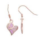 14k Rose Gold Over Silver Lab-created Pink Opal Heart Drop Earrings, Women's
