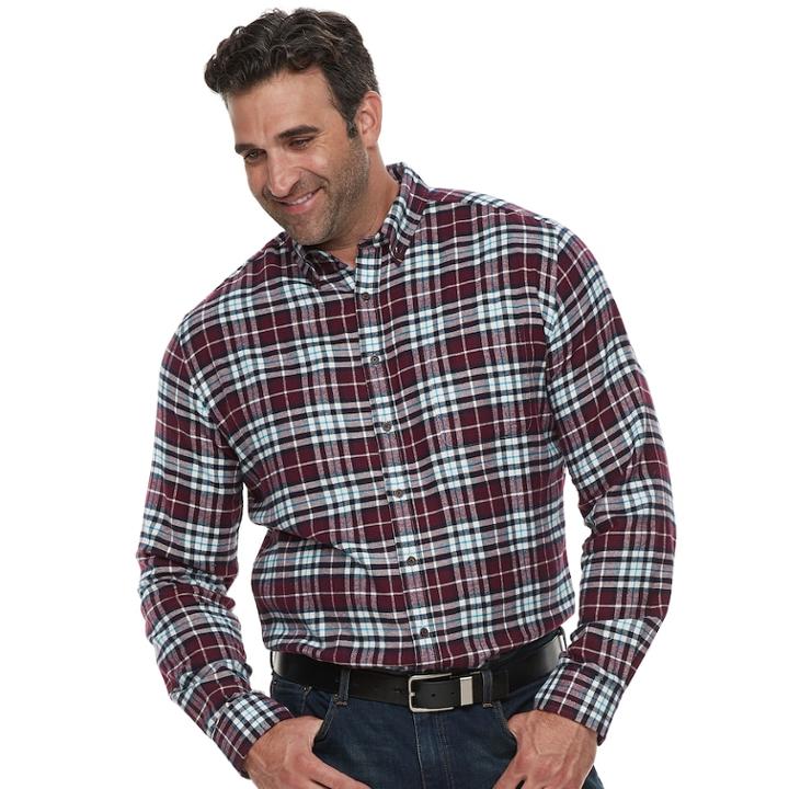 Big & Tall Croft & Barrow&reg; Regular-fit Flannel Woven Button-down Shirt, Men's, Size: 3xb, Drk Purple