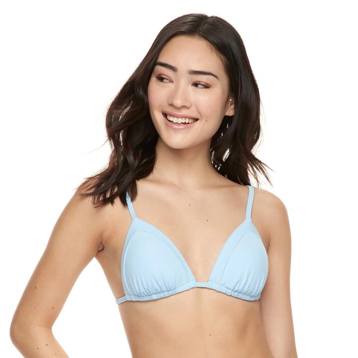 Mix And Match Ribbed Push-up Triangle Bikini Top, Teens, Size: Xs, Blue