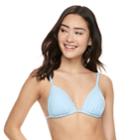 Mix And Match Ribbed Push-up Triangle Bikini Top, Teens, Size: Xs, Blue
