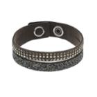 Simply Vera Vera Wang Dark Gray Faux Leather Double Row Wrap Bracelet With Swarovski Crystals, Women's, Silver