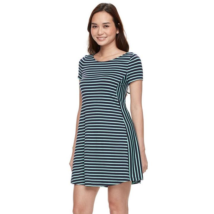 Petite Apt. 9&reg; Striped A-line Dress, Women's, Size: S Petite, Dark Blue