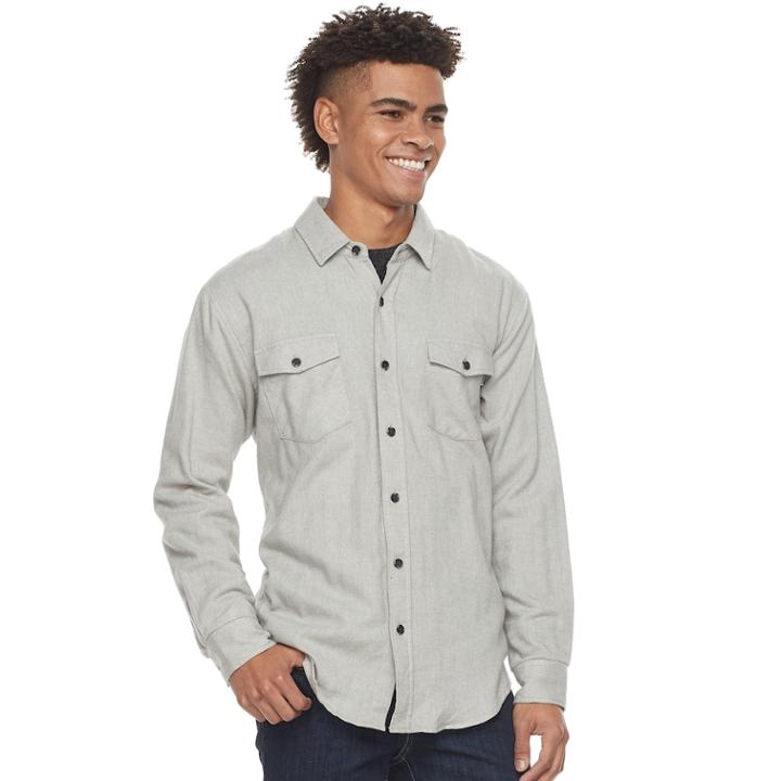 Men's Trinity Collective Rampart Flannel Button-down Shirt, Size: Large, Grey