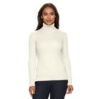 Women's Croft & Barrow&reg; Essential Ribbed Turtleneck Sweater, Size: Medium, White