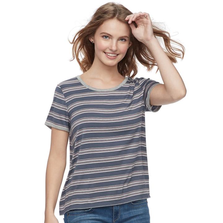 Juniors' Pink Republic Ringer Short Sleeve Tee, Teens, Size: Xl, Med Blue