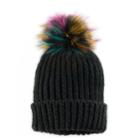 Women's So&reg; Faux Fur Pom Pom Ribbed Beanie, White Oth