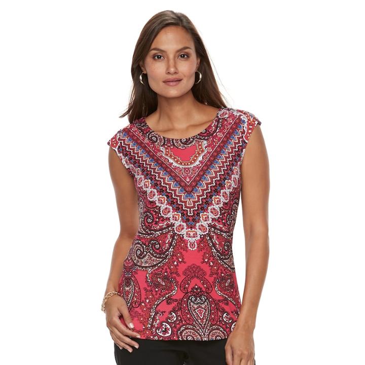 Women's Dana Buchman Button-shoulder Top, Size: Small, Lt Orange