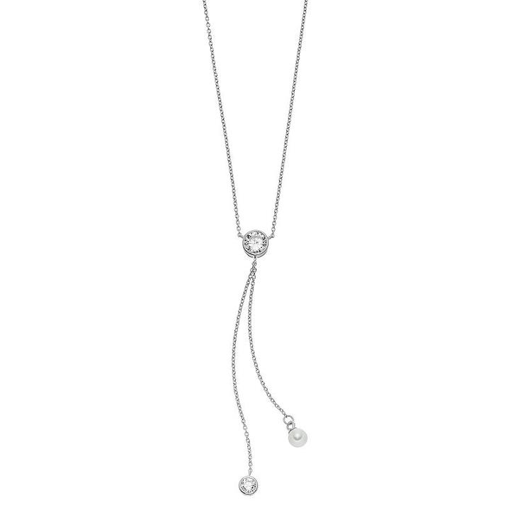 Primrose Sterling Silver Cubic Zirconia Y Necklace, Women's, Size: 18, White