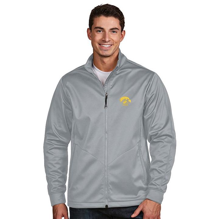 Men's Antigua Iowa Hawkeyes Waterproof Golf Jacket, Size: Xxl, Silver