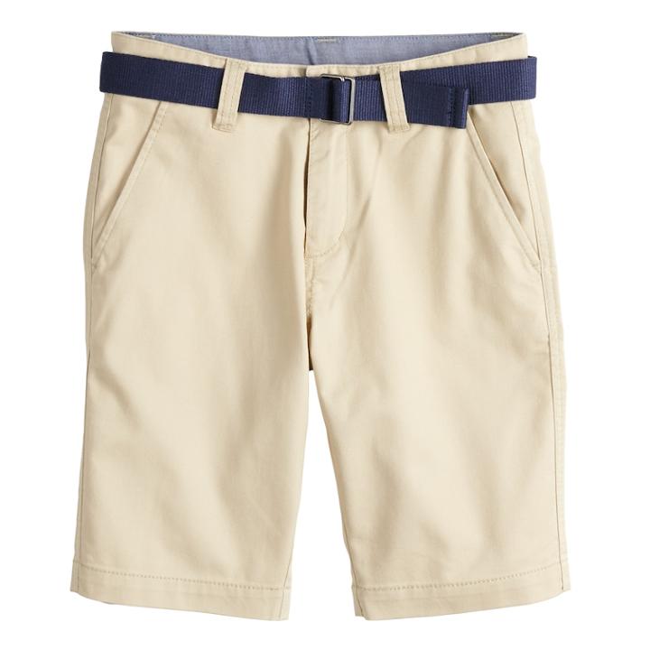 Boys 4-20 Chaps Belted Dean Shorts, Size: 18, Med Brown