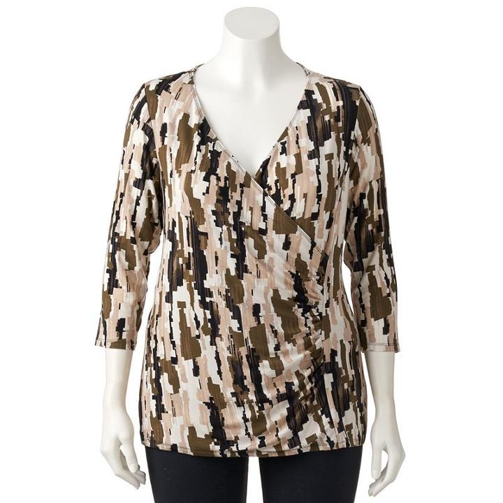 Plus Size Dana Buchman Faux-wrap Top, Women's, Size: 1xl, White