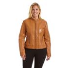 Plus Size Excelled Leather Scuba Jacket, Women's, Size: 3xl, Beig/green (beig/khaki)