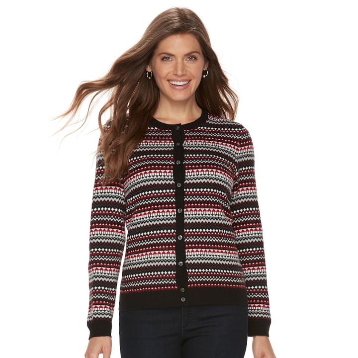 Petite Croft & Barrow&reg; Button-front Cardigan, Women's, Size: Xl Petite, Black