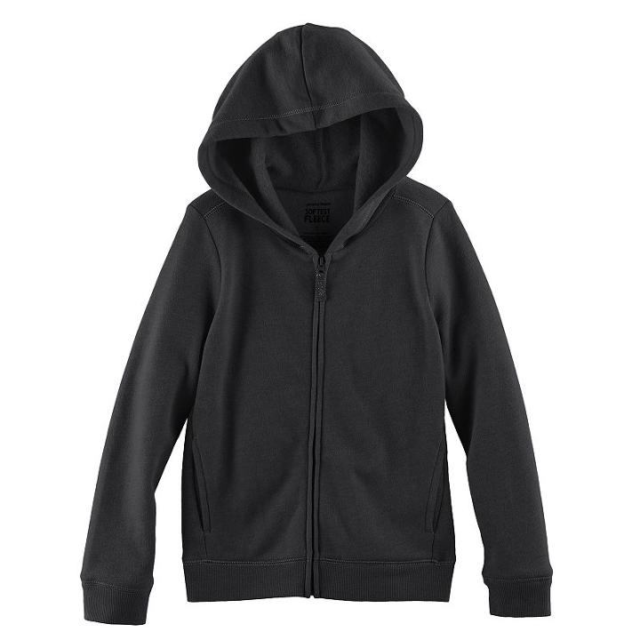 Girls 4-10 Jumping Beans&reg; Zip-front Hoodie With Sparkle Details, Size: 5, Black