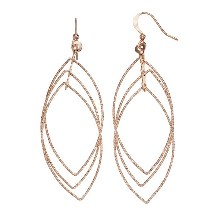 Tiered Marquise Nickel Free Drop Earrings, Women's, Pink