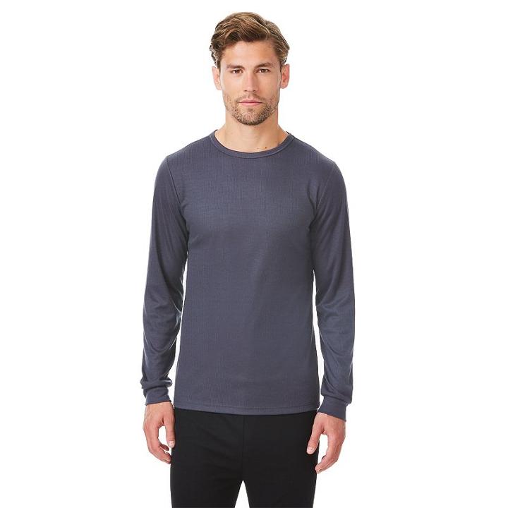 Men's Heat Keep Performance Ribbed Crewneck Tee, Size: X Lrge M/r, Grey (charcoal)