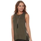 Women's Apt. 9&reg; Zipper Accent Tank, Size: Large, Green